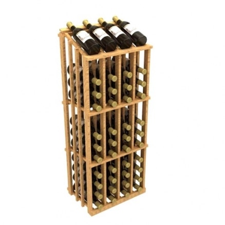 a wooden wine rack filled with bottles of wine