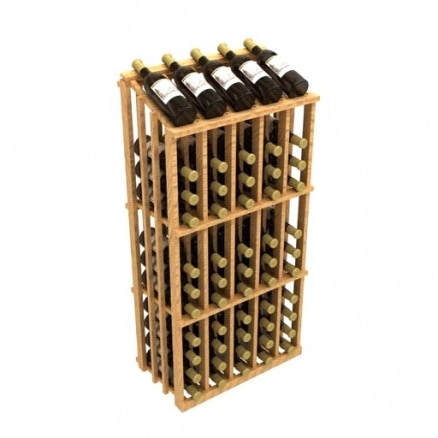 a wooden wine rack filled with bottles of wine