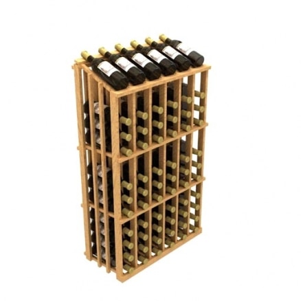 a wooden wine rack filled with bottles of wine