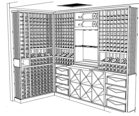 Custom Wine Cellar Premium Redwood Blueprint