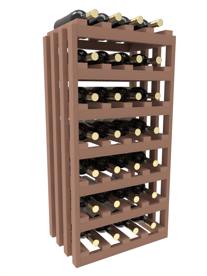 a wooden wine rack filled with bottles of wine