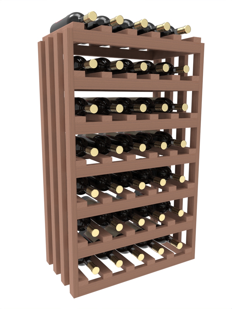 a wooden wine rack filled with bottles of wine