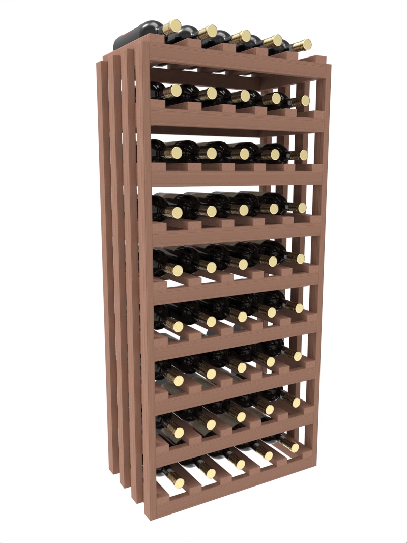 a wooden wine rack filled with bottles of wine